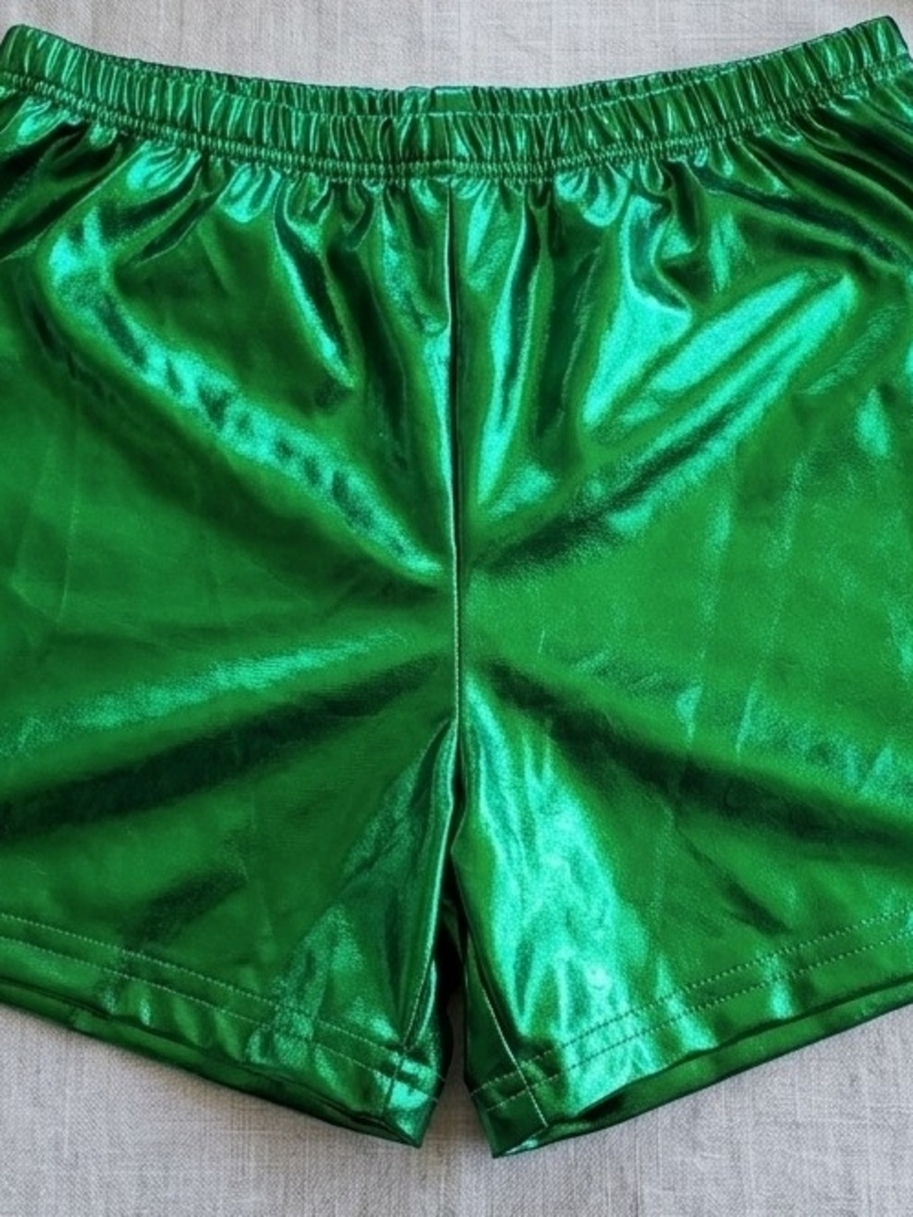 Shiny Metallic Green Athletic Shorts